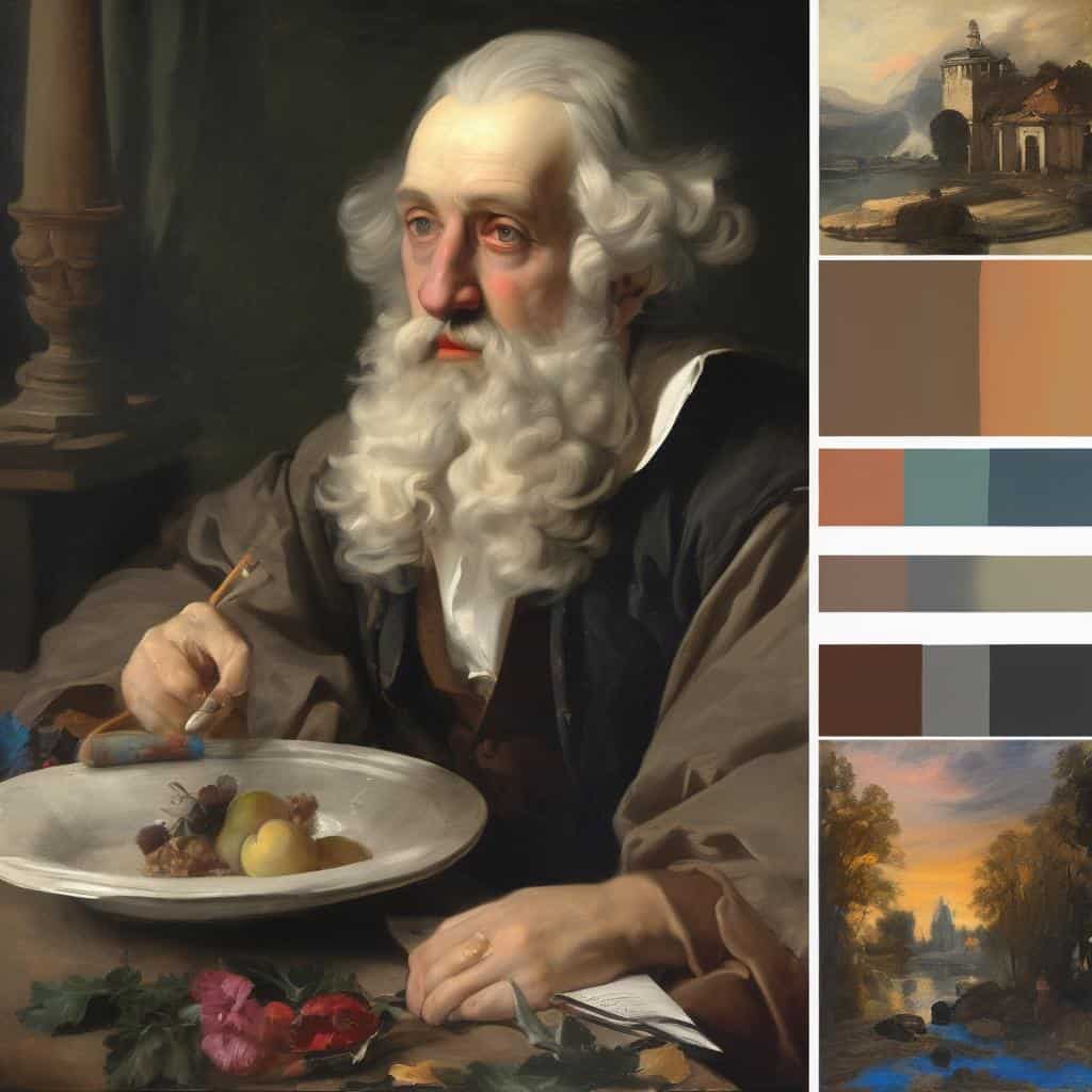 Παραδοσιακό πορτρέτο ζωγράφου με καλλιτεχνική τεχνοτροπία, σύγχρονη τέχνη, δημιουργία και ανατροπή, τέχνη και έμπνευση, σύγχρονη τέχνη και δημιουργικότητα.